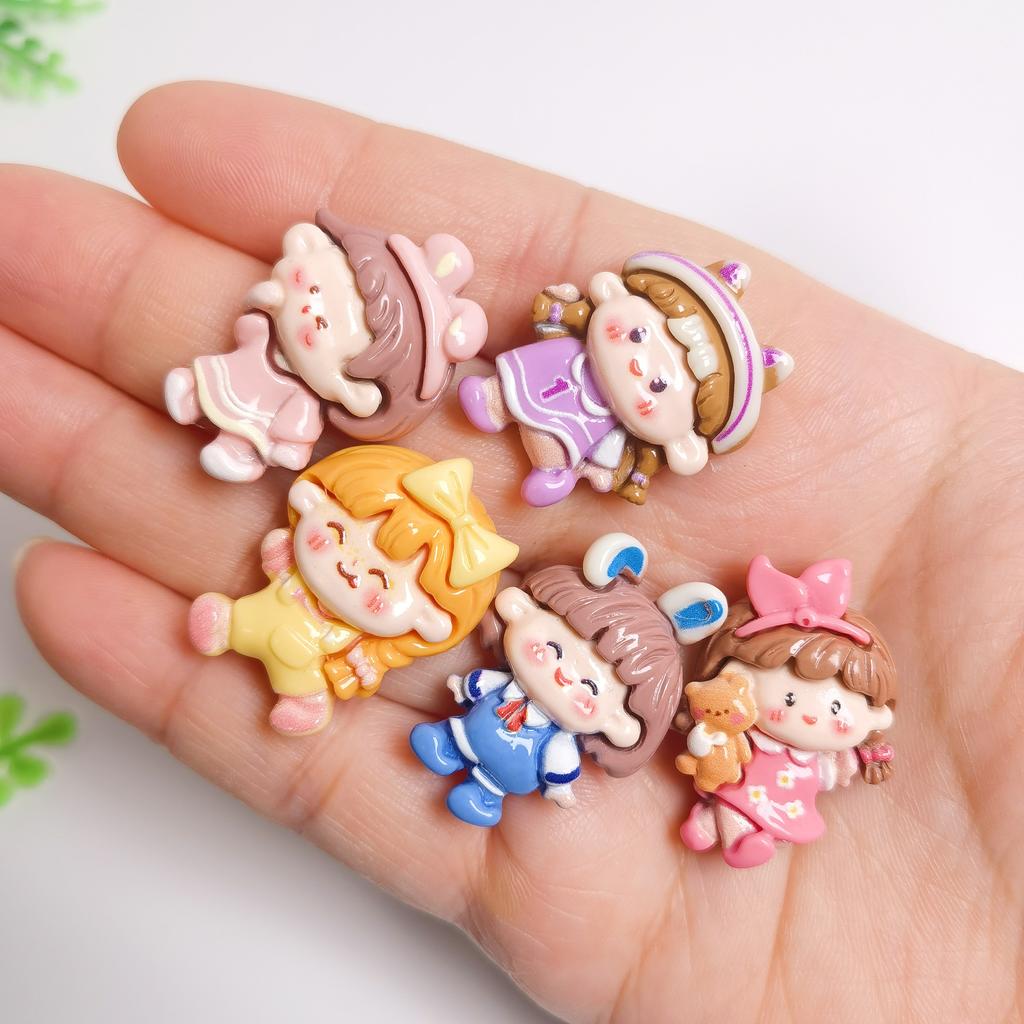 Slime Charms Resin Kawaii Cartoon Girl Flatback Resin Cabochons for Crafts DIY Accessories Scrapbooking Charms