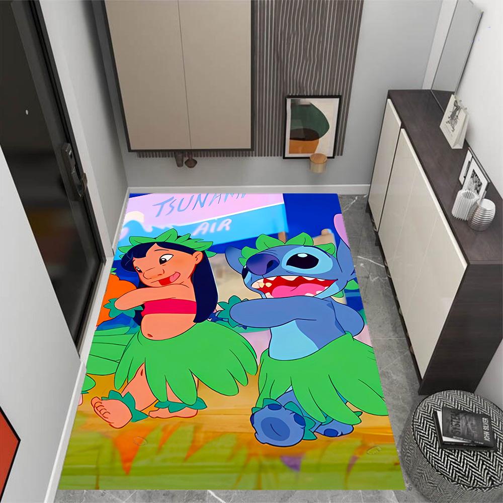 Lilo And Stitch Dance Party Disney Cartoon Theme Anti-Slip Rug - Polyester, Home Decor, Suitable for Bedrooms, Living Rooms, Doorways, and Studios