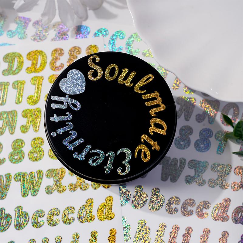 6 Sheets Craft Letter Stickers, 1080 PCS Glitter Script Alphabet A-Z Vinyl Self Adhesive For Gift Wrapping, Party Cards, Wedding