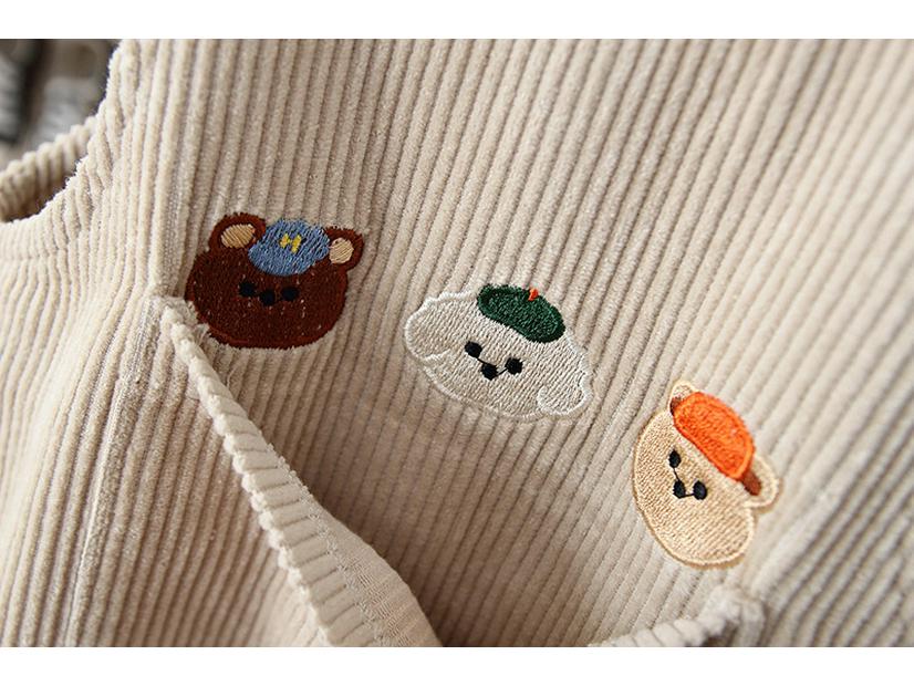 2025 Winter Koreanischer Stil Baby Cord Latzhose mit Druckknöpfen und Samtfutter für 0-3 Jahre