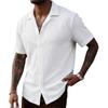 Camisa Cubana de Manga Corta Lisa con Textura para Hombre