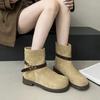 Women's 2025 New Autumn and Winter Martin Boots Retro Medium Tube Stacking Boots Thin Fashion Boots Thick Heel Versatile Short Boots