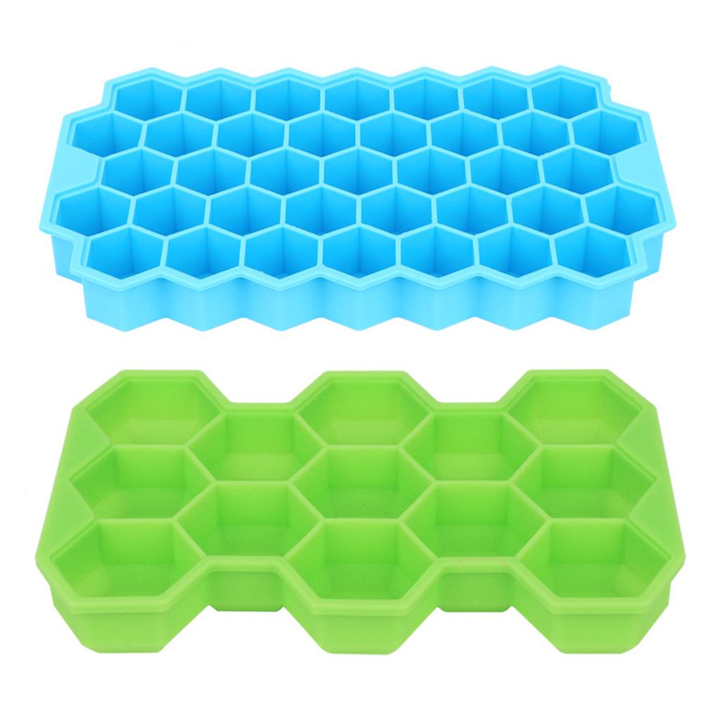 

Ice Cube Mold Silicone Cube Maker Hexagon Grids Ice Cube Tray with Lid