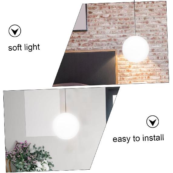 Vaguelly 6 Inch White Frosted Glass Globe Lamp Shade - Replacement Glass Globe Shade Cover, Round Ball Lamp Cover for Ceiling, Wall Fixtures