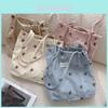 Trendy Corduroy Cartoon Bear Canvas Tote Bag Large Capacity Stylish Handbag For School