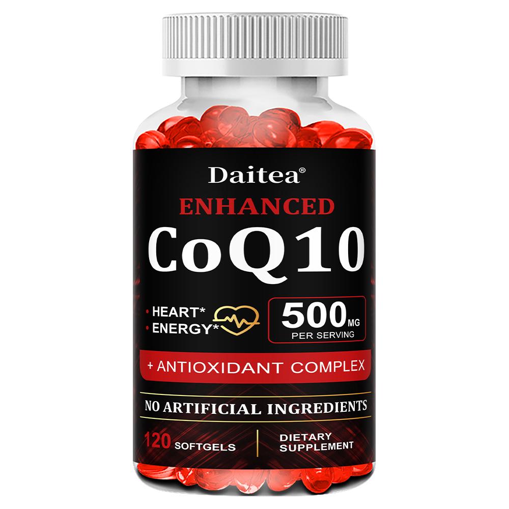 Prémiové CoQ10 500 mg měkké tobolky s antioxidačním komplexem pro podporu srdce a energie 120 kapslí 120PCS black