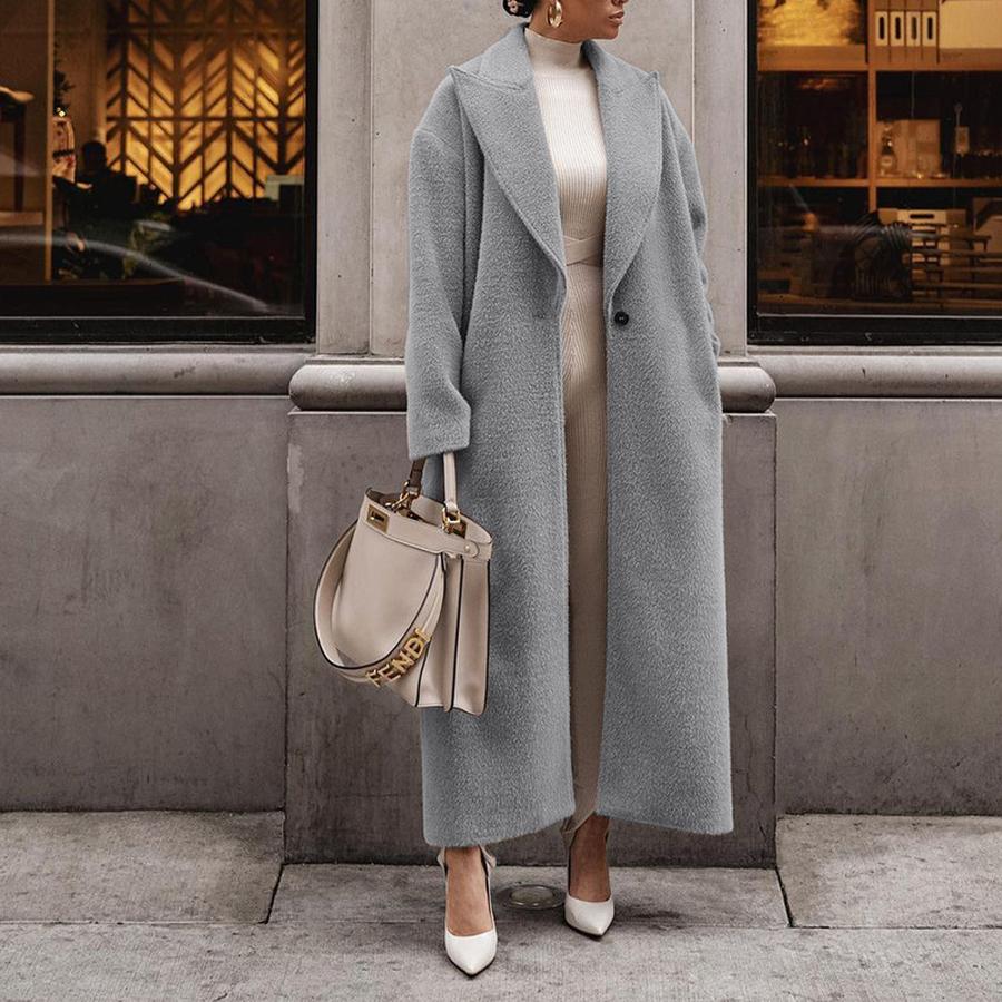 Winter Coat Women Long Sleeve Padded Jacket Wool Top Ladies Overcoat