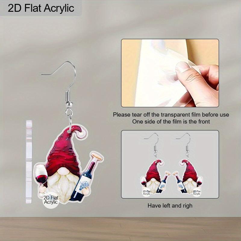 2D Flat Dwarf Red Wine Dangle Earrings, Lightweight Acrylic Material,Suitable for Women, Ideal for Party Gifts, Jewelry, and Christmas Gifts.
