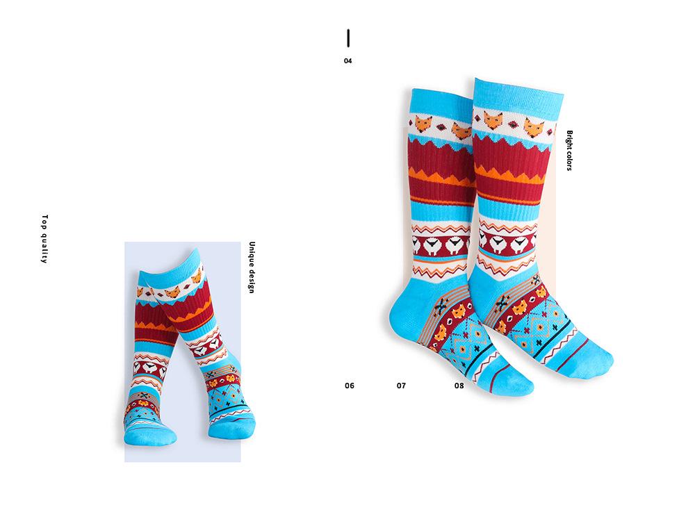 Festive Cotton Terry Cloth Mid-Calf Socks for Men & Women - Trendy Cartoon Designs