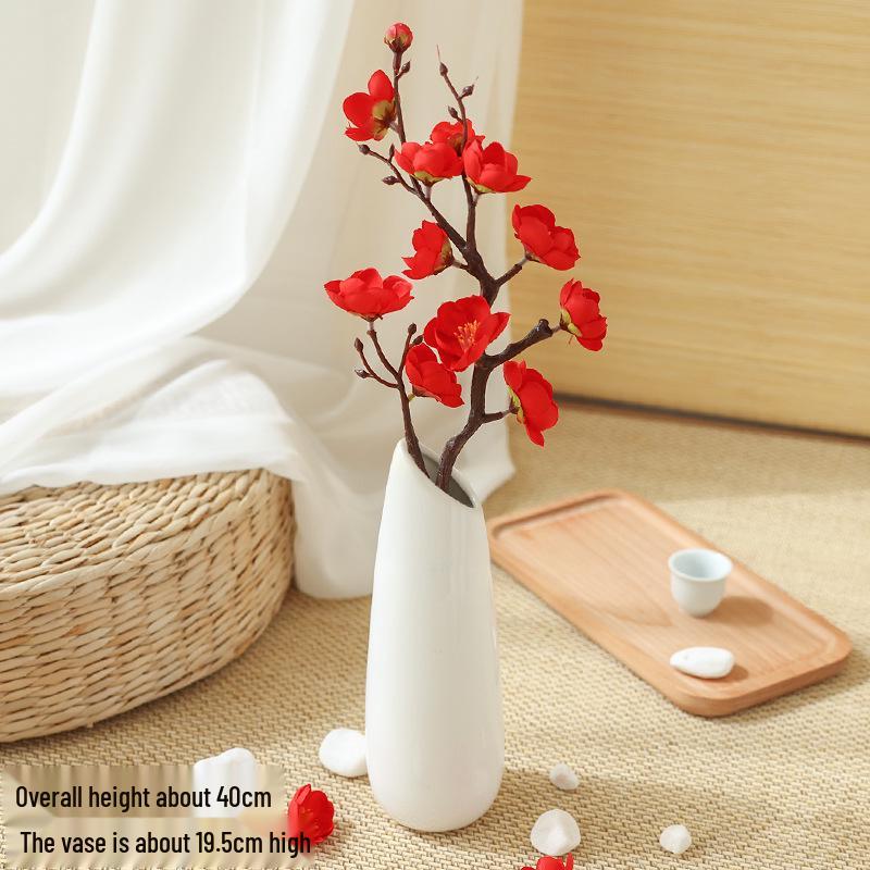 Artificial Plum & Peach Blossom Bonsai: Dried Flower Arrangement for Indoor Decoration