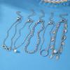 Gold Bead Leaf Pendant Anklet Set, Vintage Beach Style, Multi-Layer Pearl Stacked Anklet Set