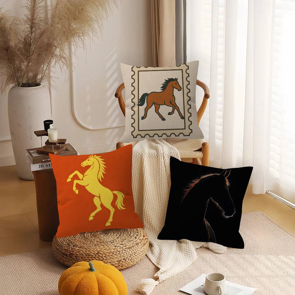 Modern Simple Geometric Light Luxury Horse Pillowcase Toon Gift Cushion Cover Bedroom Home Sofa Chair Seat Decor Pillow Case