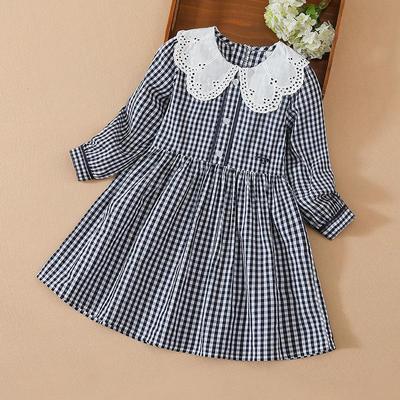 Kinder Mädchen Baumwolle Kleid Plaid Casual Kleidung Lange Ärmel Kleid Frühling Herbst Kinder Kleidung