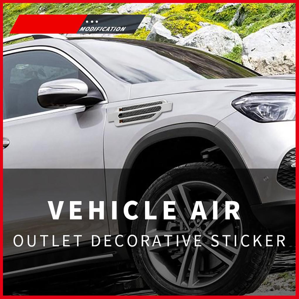 1 Pair Car Side Ulation Plastic Vent Stickers Bonnet Cover Self-adhesive Air Intake Decoration Automobile