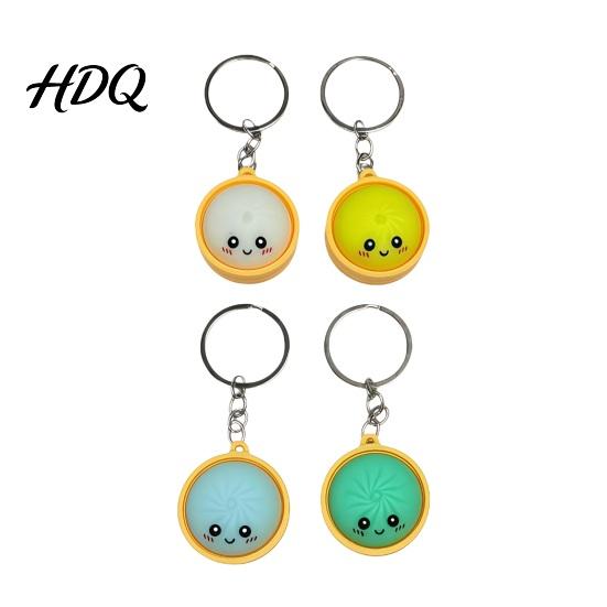 Calming Tactile Keychain Stress Relief Keychain with Steamed Bun Pendant Fidget Clicker 4pcs