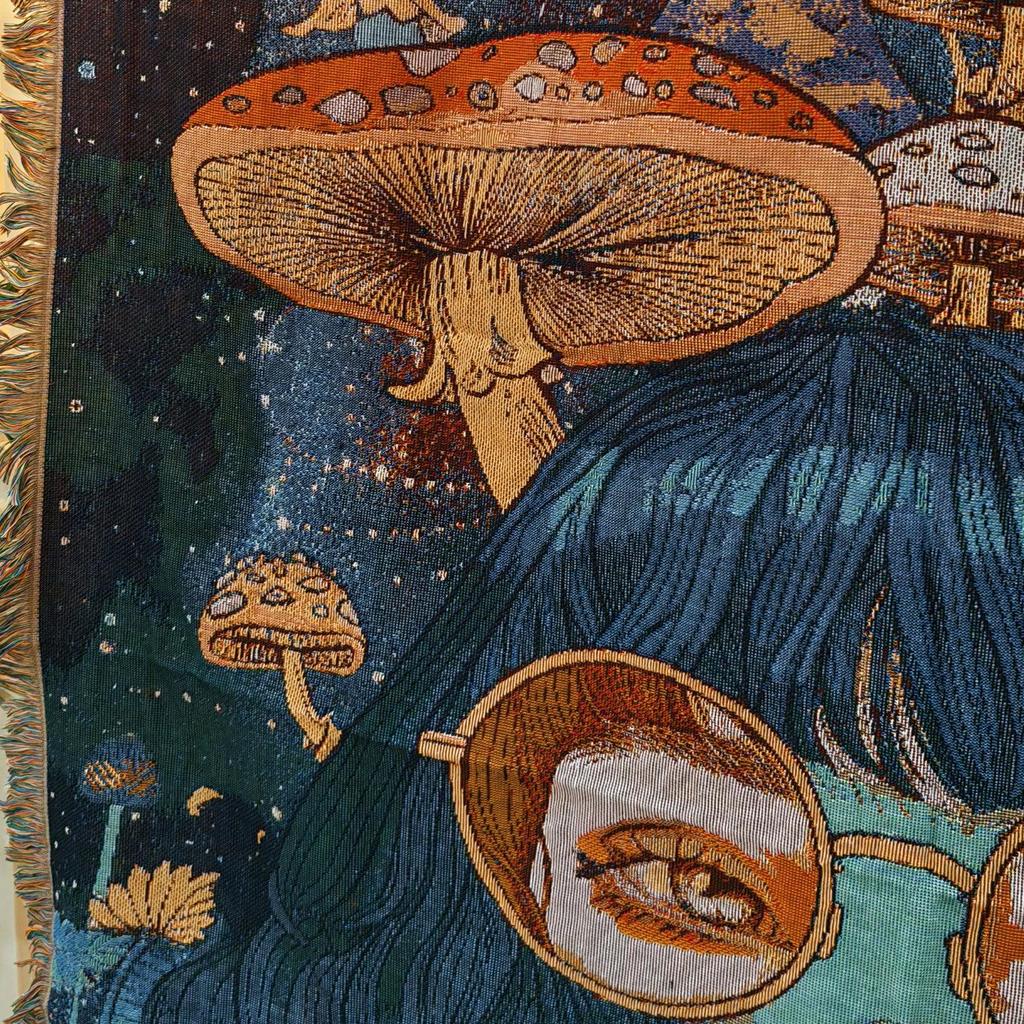 Ins Style, Mushroom Girl, Sofa Blanket, Camping Blanket, Picnic Blanket, 130x160cm