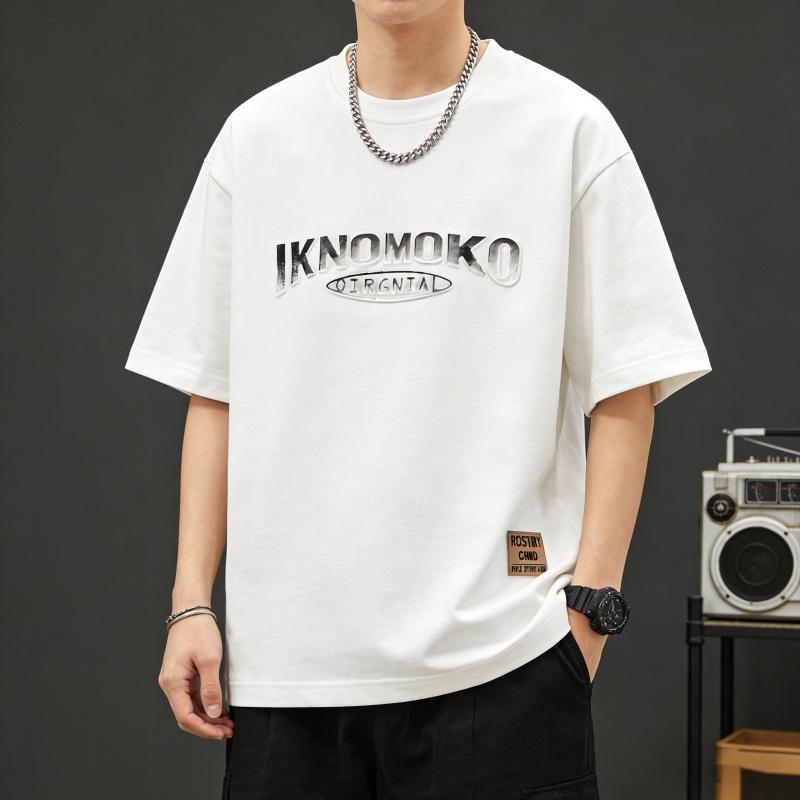 

Men s Summer Short-sleeved T-shirt Round Neck Half-sleeved Bottoming Shirt Printed Plus Size Men s M-8XL XL білий