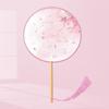 Chinese Fan with Pendant Handhelds Inks Painting Fan Tassels Round Silk Fan