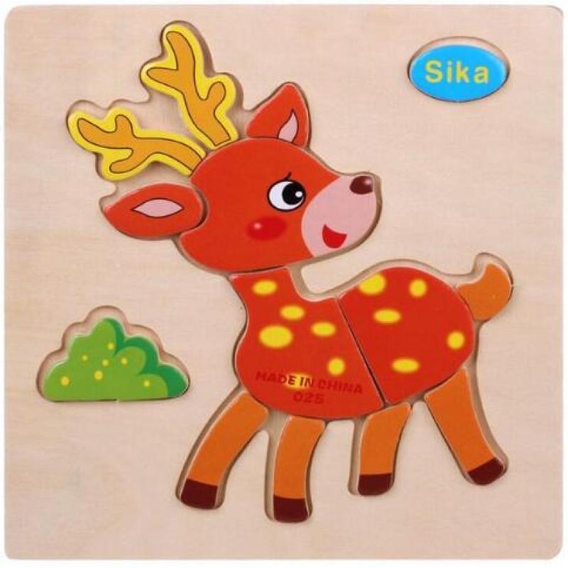 Wooden Puzzle Toy Children Building Blocks Cartoon Animal Boys Girls Early Childhood Toys