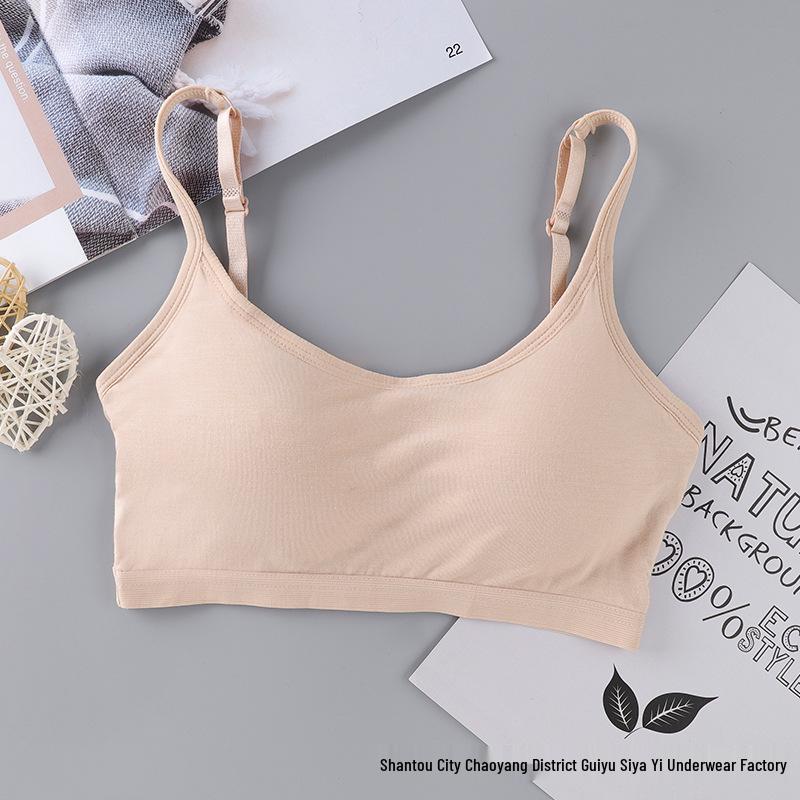 One-Piece Strapless Wire-Free Cotton Camisole Sports Bra for Women