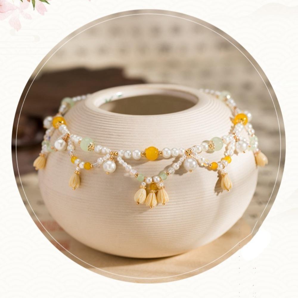 Coliere Hanfu cu Perle Floare Cheongsam Lanț Claviculă Colier Stil Chinezesc Retro Bijuterii