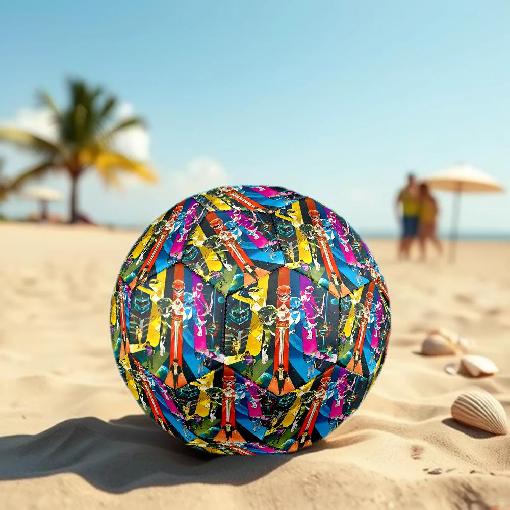 Mighty Morphin Power Rangers Print Size 5 Soccer Ball, Standard Match Football for Sports Game and Team Practice, Ideal Gift for Soccer Fans