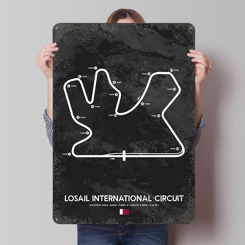 

Losail Int Circuit Poster Customized Wall Art Vintage Metal Signs Retro Tin Plaque for Man Cave Decoration At Home Decor Items 7.9x11.8In(20x30cm)