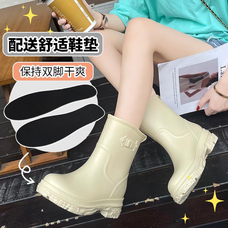 Water shoes new medium and low tube women's fashion rain boots, women's outer wear thickened non-slip women