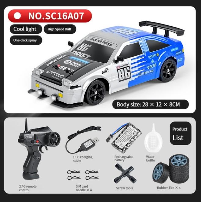 YQA4 AE86 1: 16 Racing Drift CAR with Remote Control Toys RC Car Drift High-Speed Race Spray 4WD 2.4G Electric Sports Vehicle Gifts