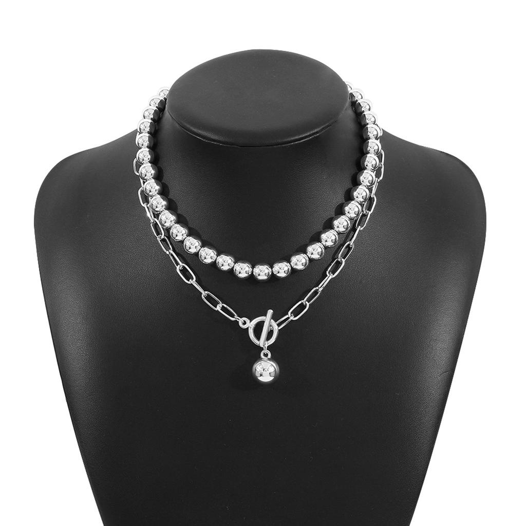 Women European Jewelry Fashion Trend Design Hot Girl Ball Chain Layered Necklace Bracelet Set