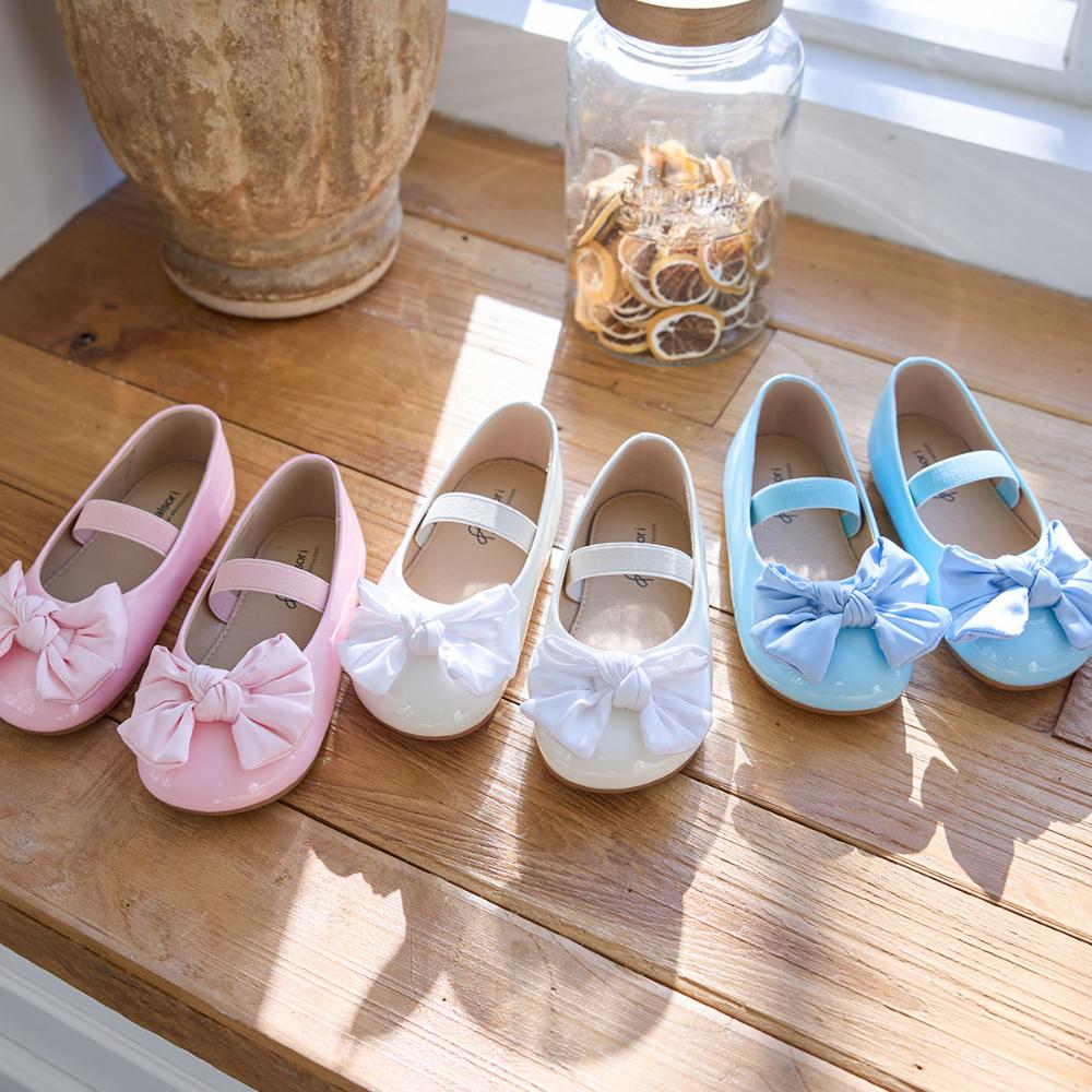 [Babyzzam] Girl's Bubble Ribbon Flats, White [BB464-10001]