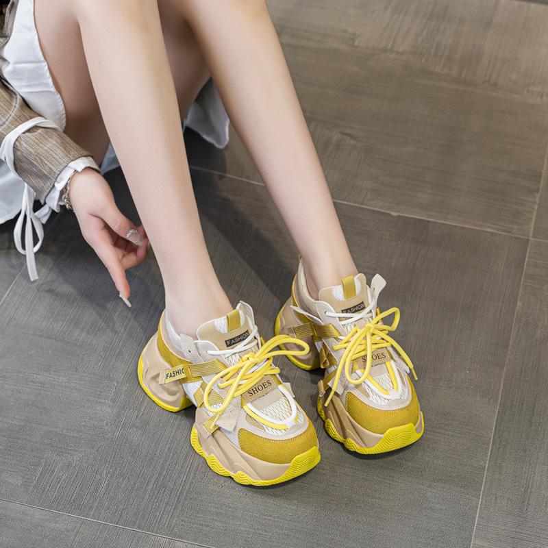 Spring and Autumn New Ins Trendy Cool Thick Bottom Dad Shoes Women's Colorful Versatile Small Height Increasing Sports and Leisure Shoes