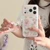 Cute HelloKitty Characters Clear Phone Case For iPhone 17 16 15 14 Pro Max Kawaii Pink Beaded Wrist Strap Protective Cover for G