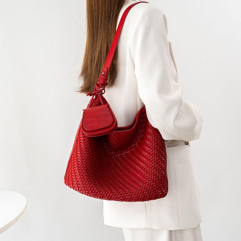 

Selin Weiss Нишевая плетеная сумка-ведро на одно плечо Женская 2025 Повседневная простая сумка-мессенджер Hot Ode Red