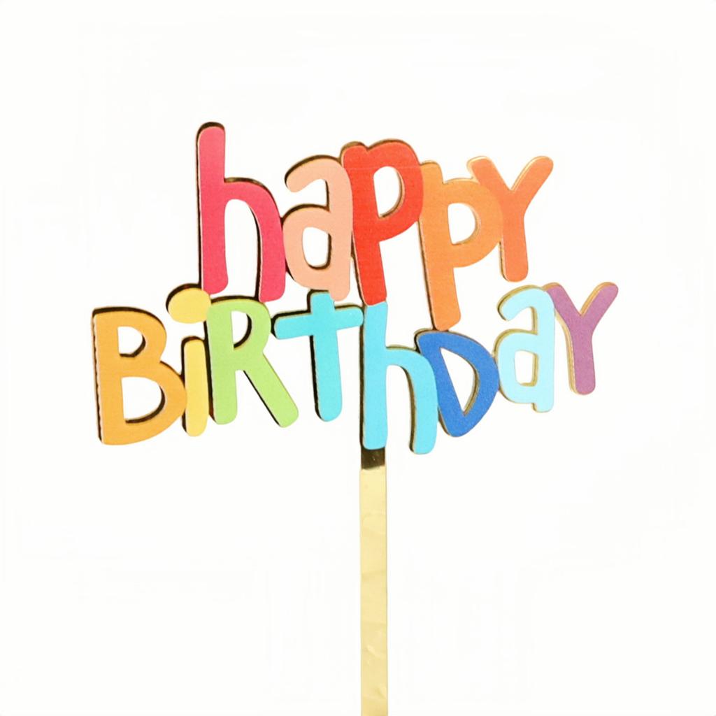 Topper per Torta di Compleanno Acrilico Colorato Stampa Fronte-Retro Decorazioni per Feste di Compleanno Topper per Cupcake per Bambini Adulti