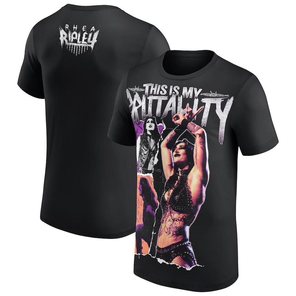 Herren Black Rhea Ripley Gesicht Foto T-Shirt 3D Druck Sport Schnelltrocknend Kurzarm T-Shirt Täglich Lässig Übergröße Wrestling T-Shirts