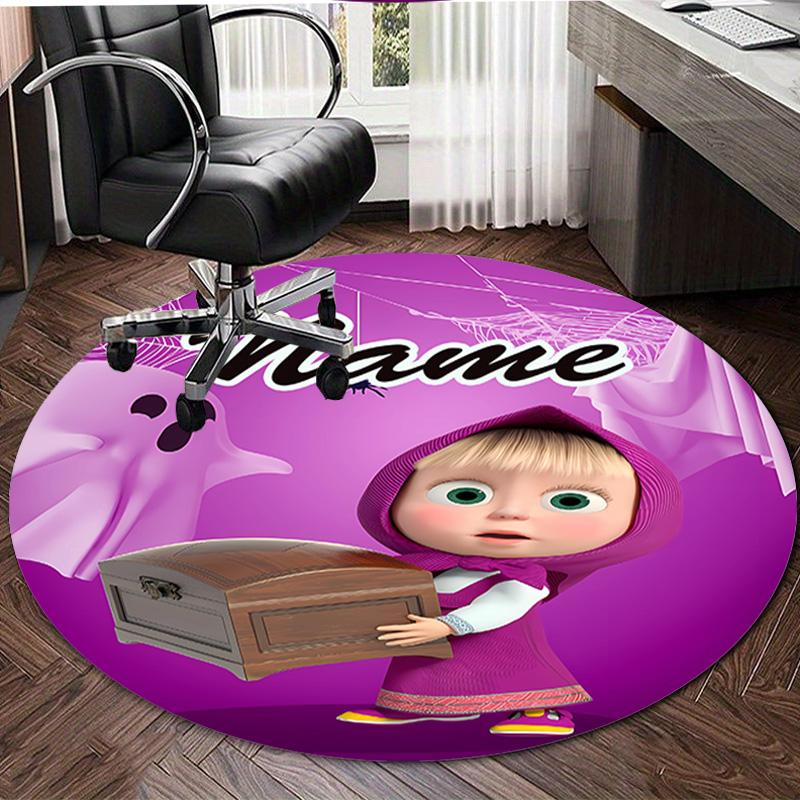 Personalized M-Masha and the Bear Round Chair Office Rug - Perfect for Mat, Office Chair & More - Ideal Gift for Birthdays and Holidays
