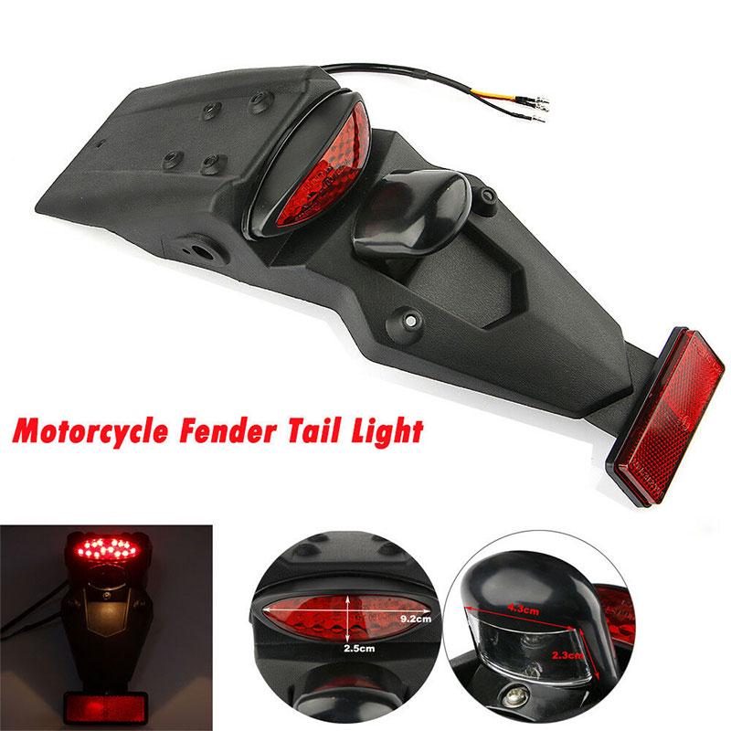 Universal Motorcycle Rear Fender Mudguard Led Brake Tail Light