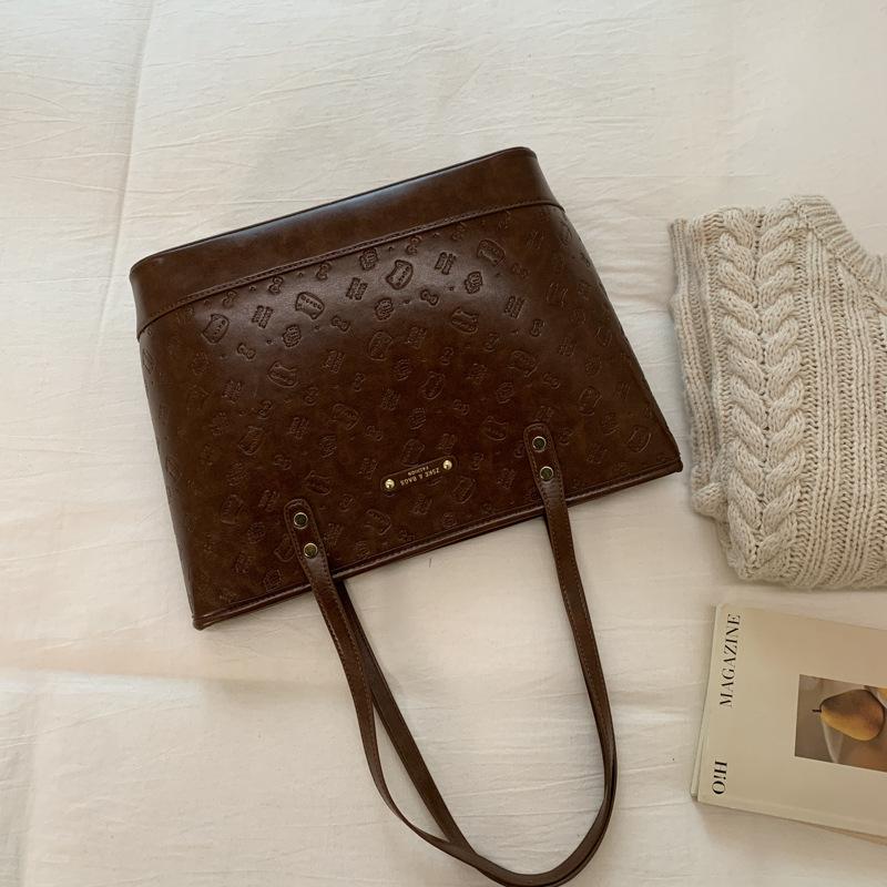 Korean version of simple casual large-capacity bag women's 2025 autumn and winter fashion versatile tote bag commuting to work shoulder bag