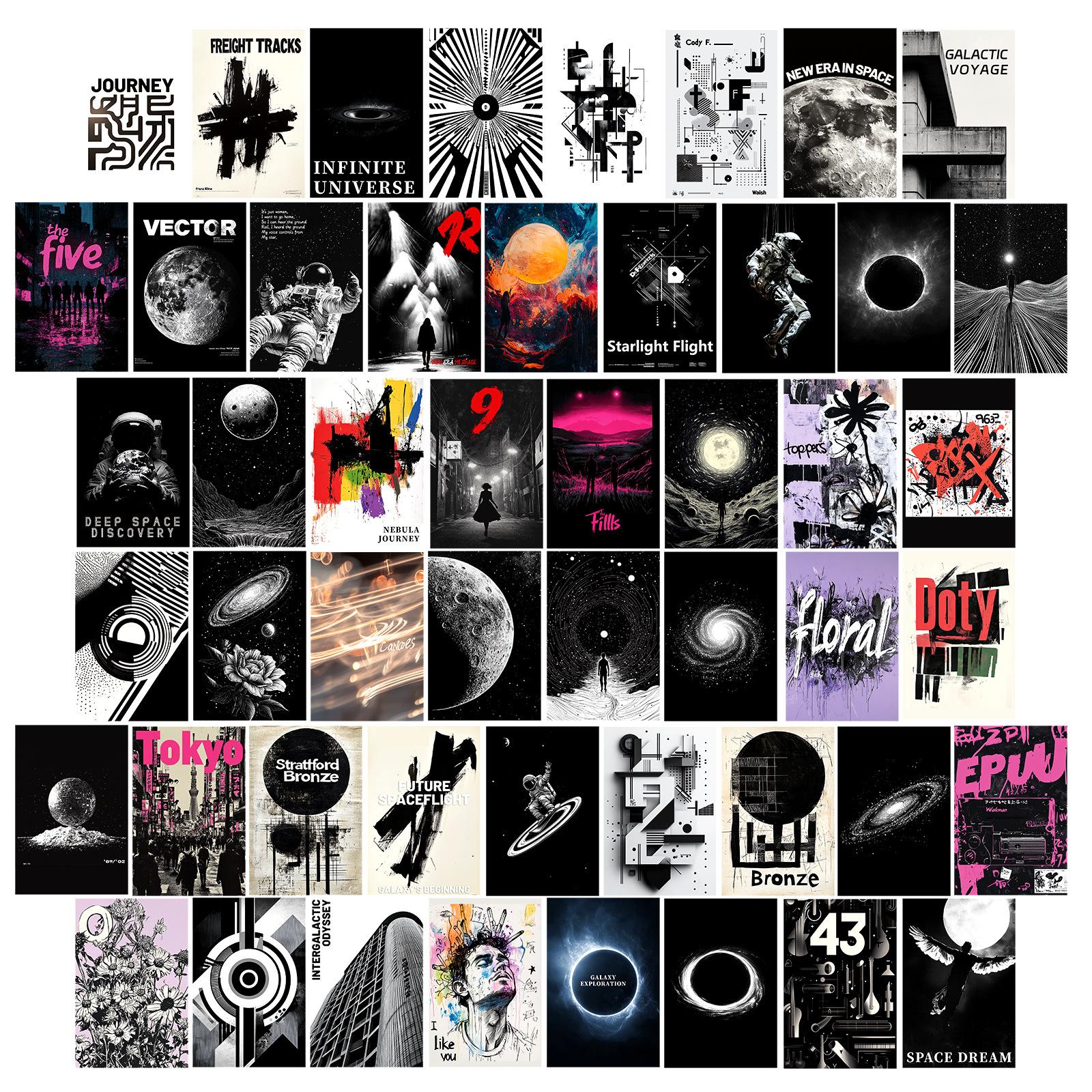 

50 Nordic Posters Popular Star Falling Series Wall Decoration Card Postcard T01042617