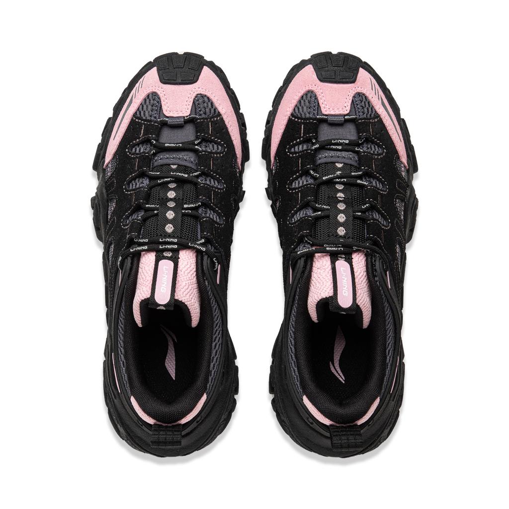 LiNing Dunes Cushioning Anti-Slip Wear-Resistant Breathable Height Increasing Low-Top Casual Shoes Women's Black Pink AGCU436-3