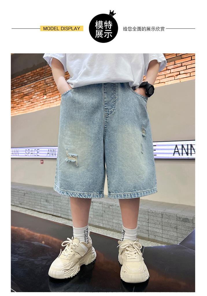 Boys' Shorts Summer Clothes 2026 New Item, Mid Size Boys' Summer Denim Cropped Pants, Boys' Versatile Pants