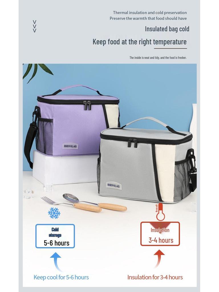 Large Capacity Color Block Insulated Crossbody Lunch Bag & Picnic Tote