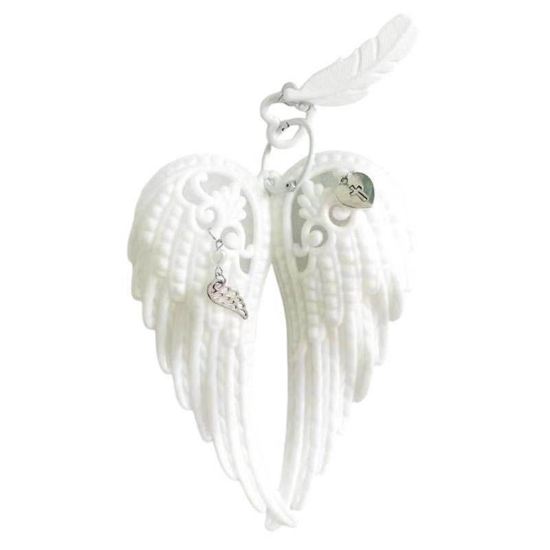 

Feathered Metal Crosses Keychain Lightweight Backpack Ornament Plastic Alloy Design Bag Pendant For Everyday Use 1