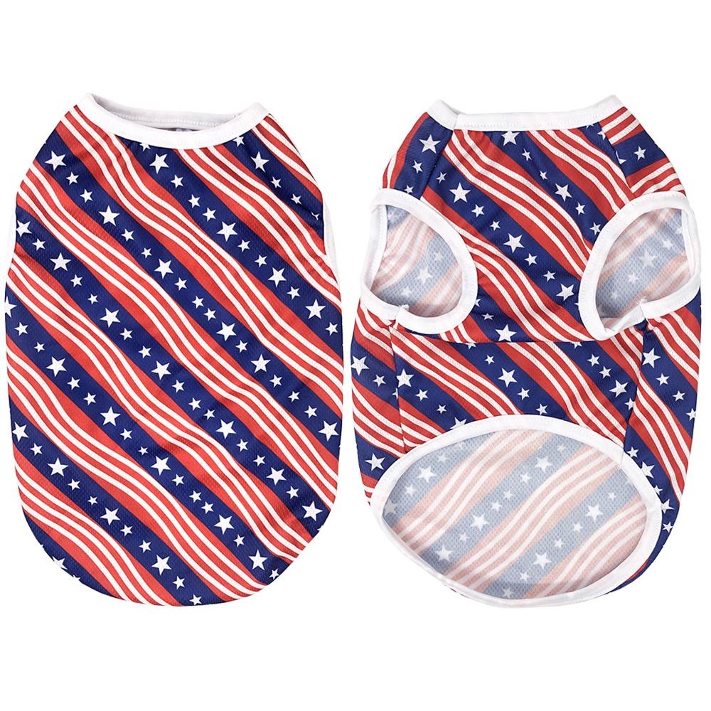 Summer Cool Dog Vest Independence Day Pet Shirt For Small Medium Dogs Cats Breathable Puppy T-shirt Outfits Chihuahua Costumes
