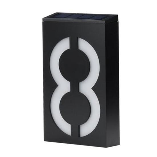 Solar Powered 0-9 LED Light House Address Number Street Road Doorplate Wall Lamp