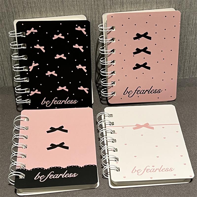 4 Stück/Set Süße Schleife Spiralnotizbuch Schmetterling A5 Spiralplaner Tragbarer Notizblock für Kinder Mädchen Geburtstagsgeschenk Schulanfang