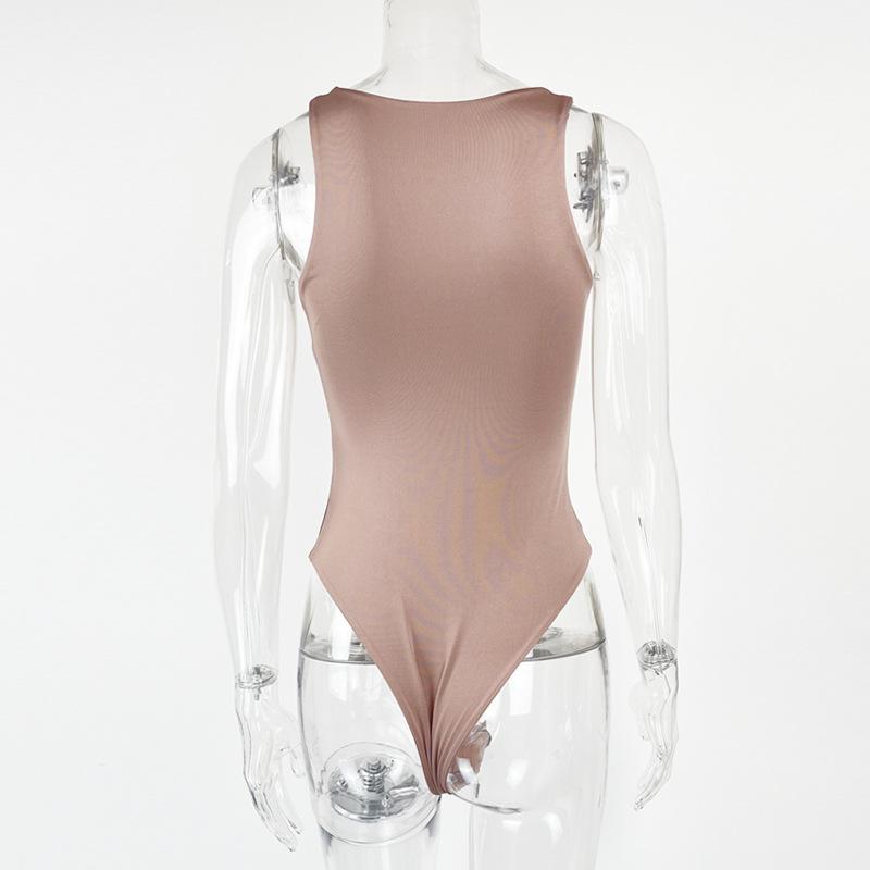 GMXIA Summer Spring Women's Tight-fitting Sleeveless O-Neck Top Double Vest Bodysuit