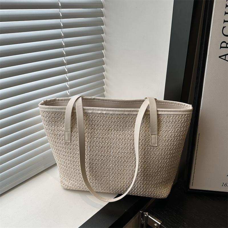 

New large-capacity summer outdoor seaside leisure simple and beautiful handbag beach idyllic shoulder tote bag белый