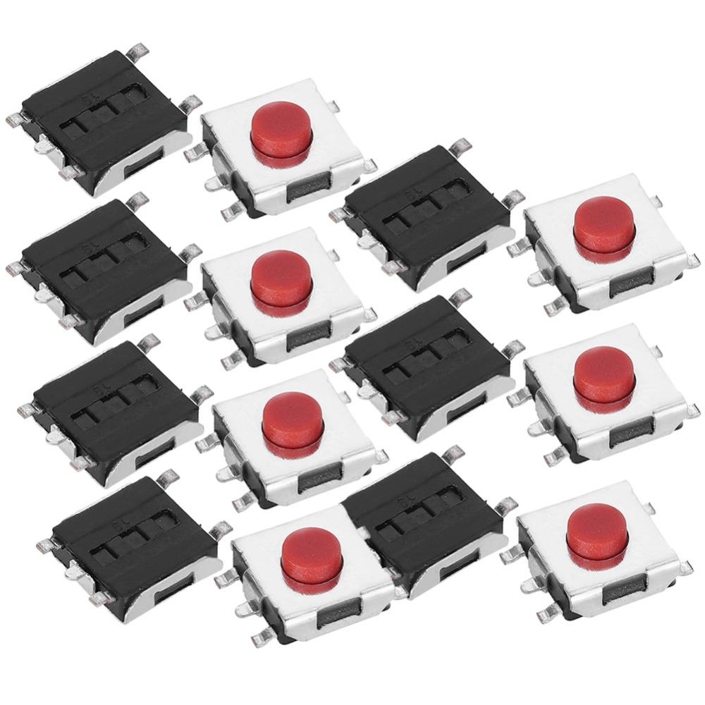 200PCS 6 x 6 x 3.1mm Tactile Push Button 5 Pins Brass Momentary Tactile Switch Mini Assortment Kit Light Touching Patch Cars
